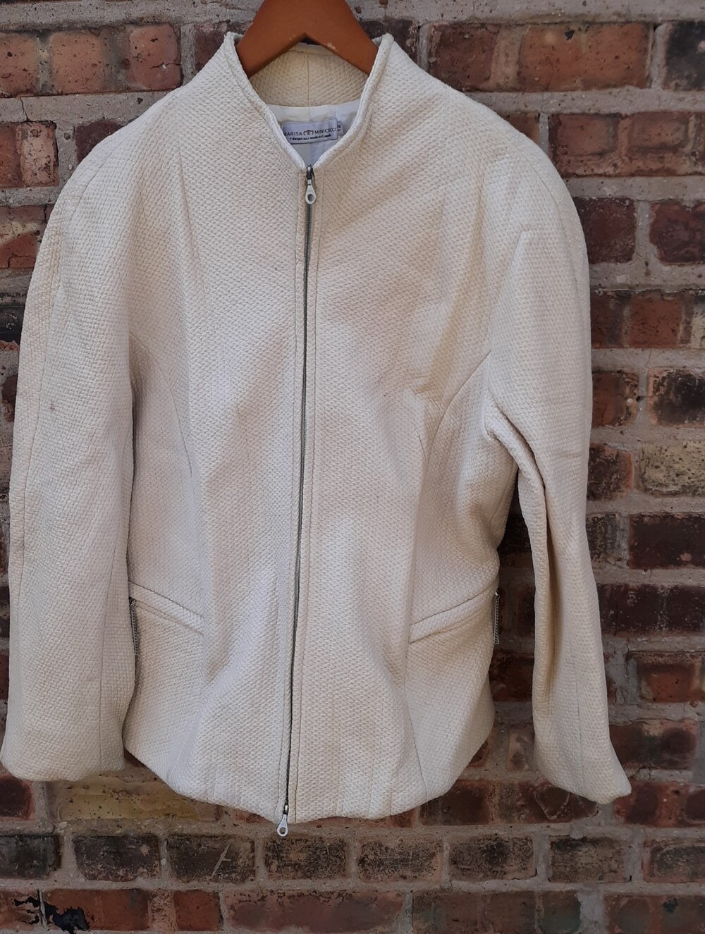 Marisa Minicucci Cream Wool Textured Jacket 12